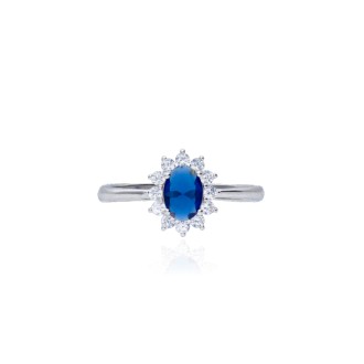 Anillo de Plata de Ley Óvalo Glam Azul