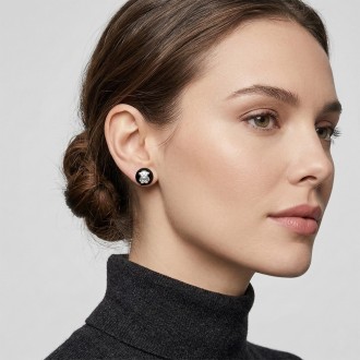 Pendientes Plata de Ley Oso con Piedra de Ónix Natural