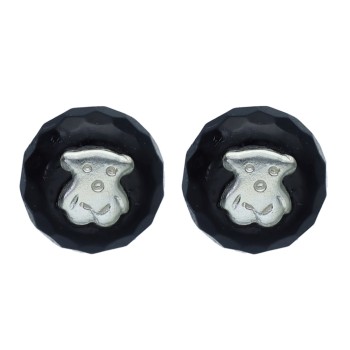 Pendientes Plata de Ley Oso con Ónix Facetado