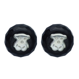 Pendientes Plata de Ley Oso con Ónix Facetado