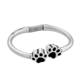 Pulsera Baño Plata Huellas de Mascota Esmalte blanco