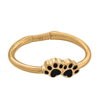 Pulsera Chapado Oro 24k Huellas de Mascota Esmalte Negro