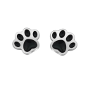 Pendientes Huella de Mascota Baño Plata Esmalte Negro
