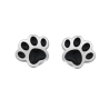 Pendientes Huella de Mascota Baño Plata Esmalte Negro