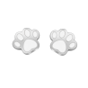 Pendientes Huella de Mascota Baño Plata Esmalte Blanco
