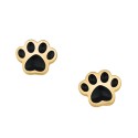 Pendientes Huella de Mascota Baño Oro Esmalte Negro