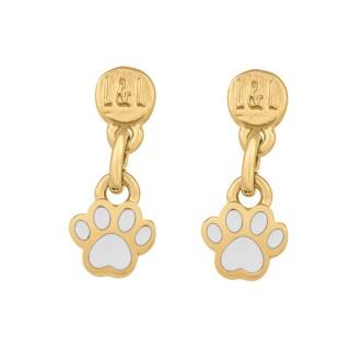 Pendientes Huella Eterna Baño Oro Esmalte Blanco