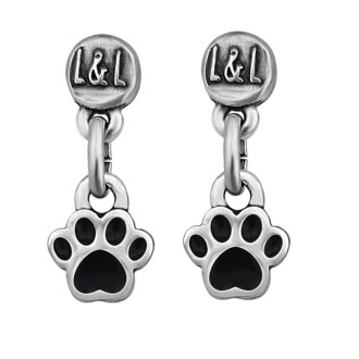 Pendientes Huella Eterna Baño Plata Esmalte Negro