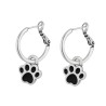 Pendientes Aro Huellas de Mascota Baño Plata Esmalte Negro