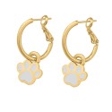 Pendientes Aro Huellas de Mascota Baño Oro Esmalte Blanco
