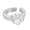 Anillo Huellas de Mascota Baño Plata Esmalte Blanco