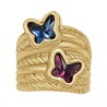 Anillo Lets Fly Baño Oro Swarovski Denim Blue y Amatista