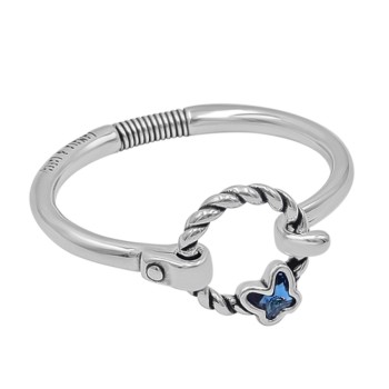 Pulsera Mariposa en Vuelo Baño Plata Swarovski Denim Blue