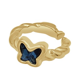 Anillo Destello de Mariposa Baño Oro Swarovski Denim Blue