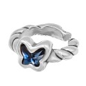 Anillo Destello de Mariposa Baño Plata Swarovski Denim Blue