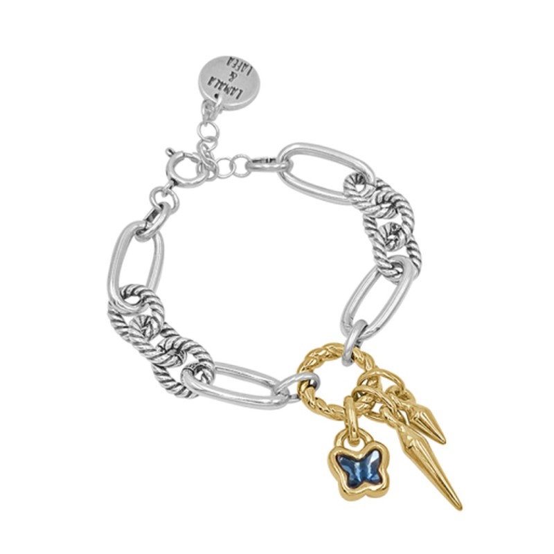 Pulsera Lets Fly Baño Plata y Oro Swarovski Denim Blue