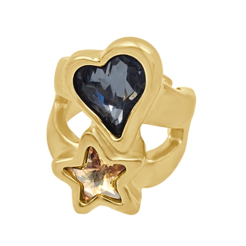 Anillo "Cree en Ti" Baño Oro Swarovski Silver Shade y Golden Shadow