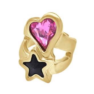 Anillo "Cree en Ti" Baño Oro Swarovski Rose y Jet