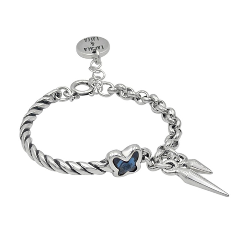 Pulsera Rebel Butterfly Baño Plata Swarovski Denim Blue
