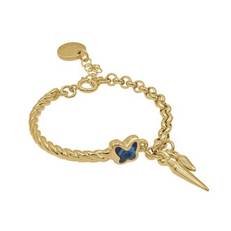 Pulsera Rebel Butterfly Baño Oro Swarovski Denim Blue