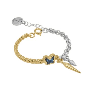 Pulsera Rebel Butterfly Baño Oro y Plata Swarovski Denim Blue