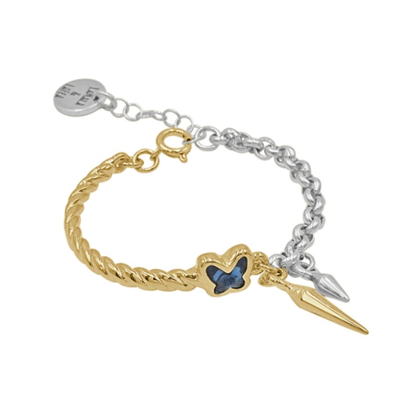 Pulsera Rebel Butterfly Baño Oro y Plata Swarovski Denim Blue
