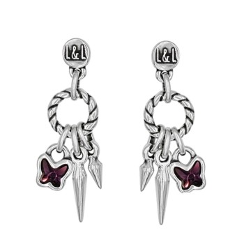 Pendientes Don´t Stop Me Now Baño Plata Swarovski Amatista