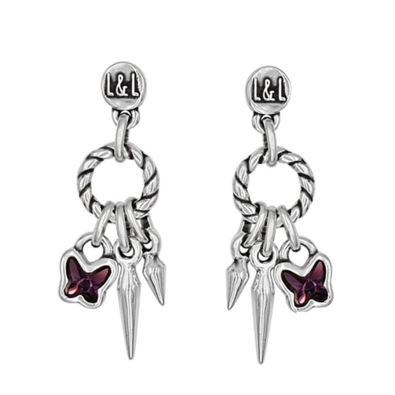 Pendientes Don´t Stop Me Now Baño Plata Swarovski Amatista
