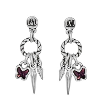 Pendientes Don´t Stop Me Now Baño Plata Swarovski Amatista