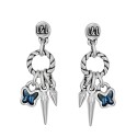 Pendientes Don´t Stop Me Now Baño Plata Swarovski Denim Blue