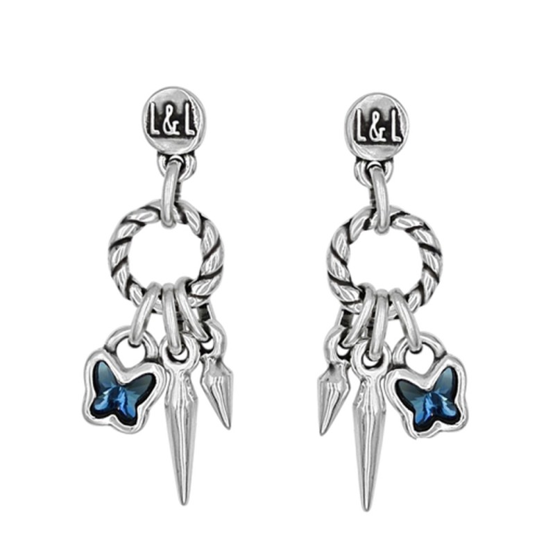 Pendientes Don´t Stop Me Now Baño Plata Swarovski Denim Blue