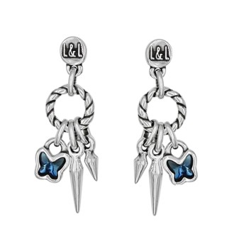 Pendientes Don´t Stop Me Now Baño Plata Swarovski Denim Blue