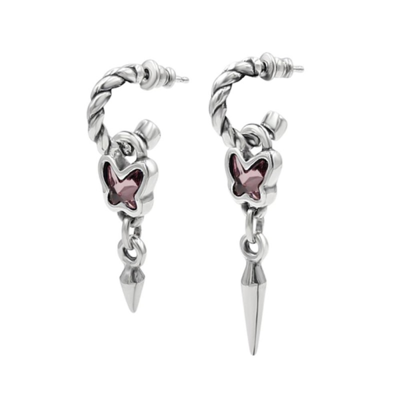 Pendientes Aro Rebel Butterfly Baño Plata Swarovski Light Rose