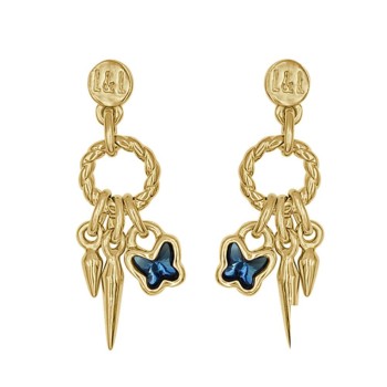 Pendientes Don´t Stop Me Now Baño Oro Swarovski Denim Blue