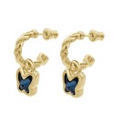Pendientes Aro Butterfly Baño Oro Swarovski Denim Blue