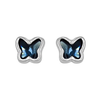 Pendientes Butterfly Baño Plata Swarovski Denim Blue