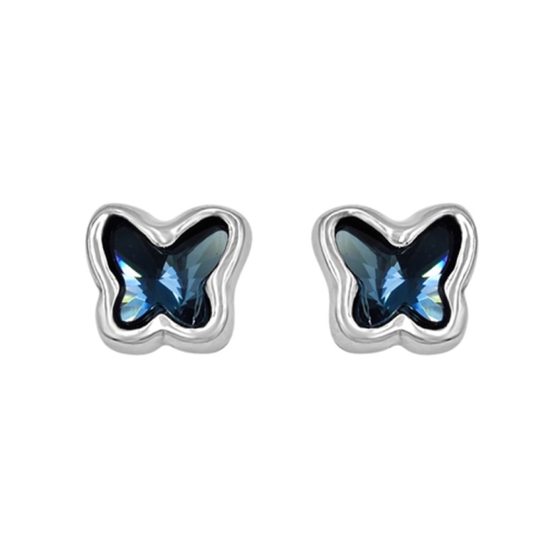 Pendientes Butterfly Baño Plata Swarovski Denim Blue