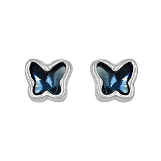 Pendientes Butterfly Baño Plata Swarovski Denim Blue