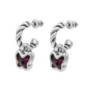 Pendientes Aro Butterfly Baño Plata Swarovski Amatista