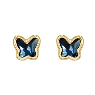 Pendientes Butterfly Baño Oro Swarovski Denim Blue