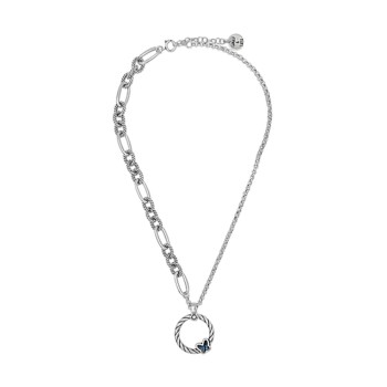 Collar Butterfly Baño Plata Swarovski Denim Blue