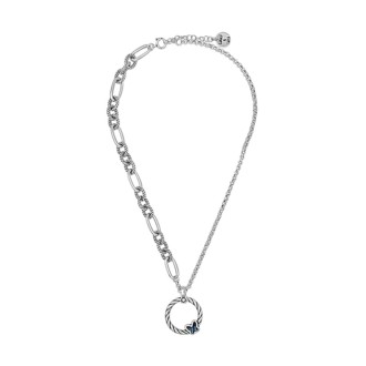 Collar Butterfly Baño Plata Swarovski Denim Blue