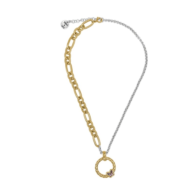 Collar Butterfly Baño Oro y Plata con Cristal Swarovski Denim Blue