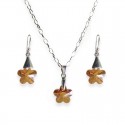 Conjunto Plata de Ley con Flores Cristal Swarovski Crystal Cooper