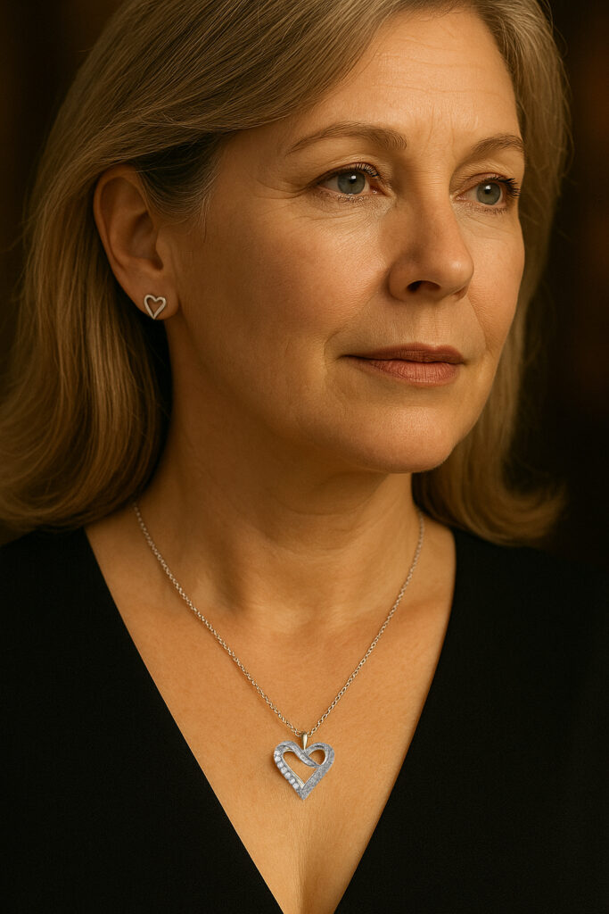 CONJUNTO PLATA DE LEY CORAZONES CON BRILLANTES