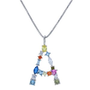 COLLAR PLATA DE LEY COLGANTE LETRA CON CIRCONITAS