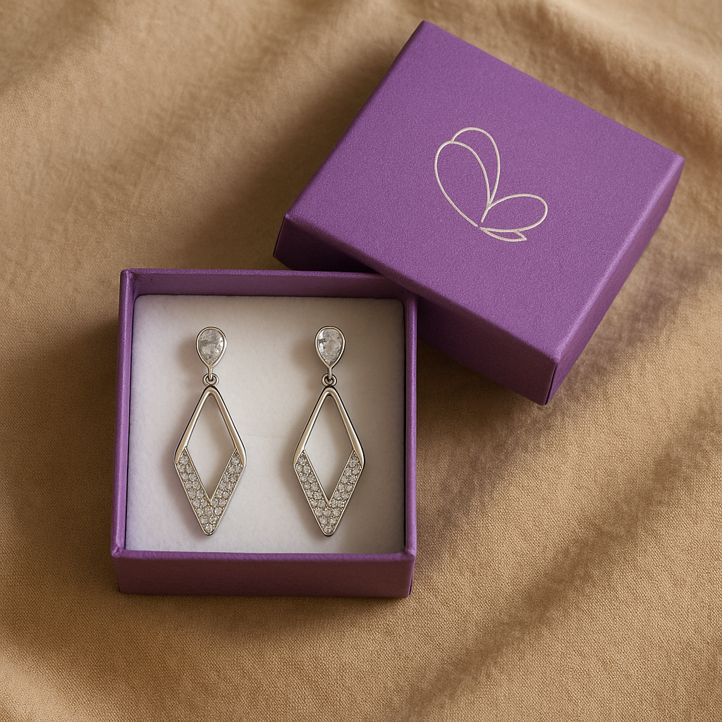 Estuche con Pendientes Plata de Ley